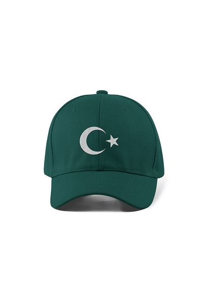 QUATEX Moon Star Embroidered Green Sports Hat Unisex Adjustable Velcro Back It Is a Quality Product