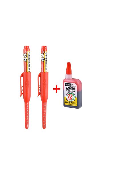Choice red 2pen 1ink 45mm Waterproof Deep Hole Marker Pens Long Nib Head Carpenter Pen Black/Blue/Red Ink f