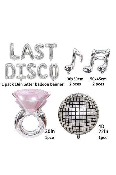 Choice Other Laser 1Set LAST DISCO Foil Balloons 4d Disco Silver Note Helium Balloon for 90s Party Happy Bi
