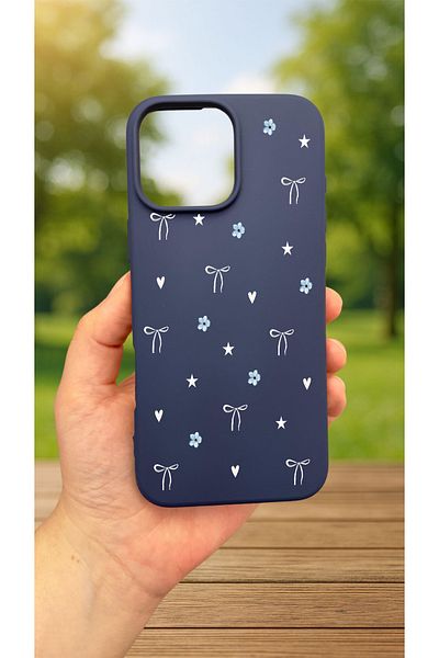 Vip Case iPhone 15 Pro Max - حافظة مطاطية كلاسيكية ممتصة للصدمات من السيليكون بنمط فيونكة صغيرة 277