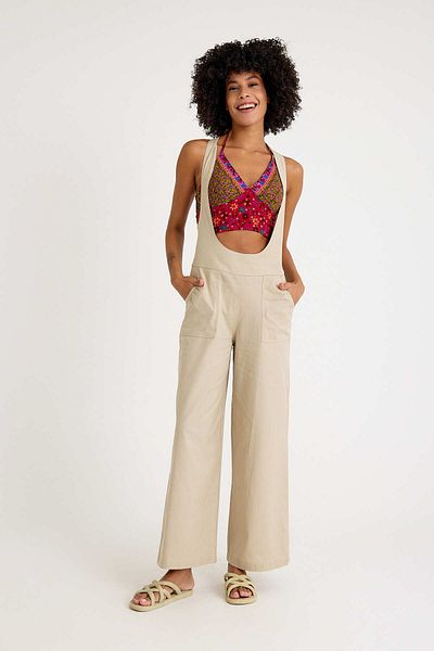 Los banditos Women's Bohemian Jumpsuit with Zipper Detailed Pockets