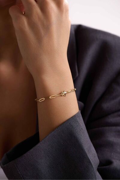 Sembol Gold Altın Yıldız Bileklik 19 cm