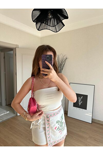 BAŞARAN Basic Bustier Blouse Ecru