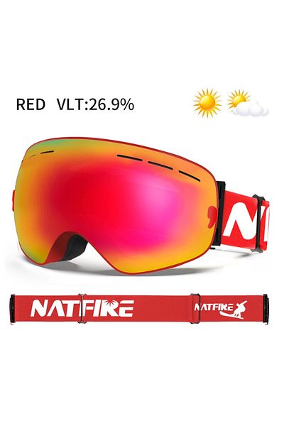 Choice Red NATFIRE Ski Goggles Double Layers Anti-fog UV400 Snowboard Snow Goggles Snowmobile Glasses Eyewe