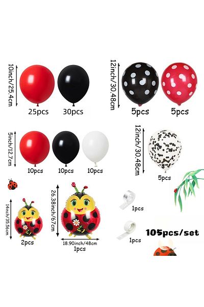 Choice Other As picture 105pcs Ladybug theme red and black polka dot balloon set, containing ladybug shape