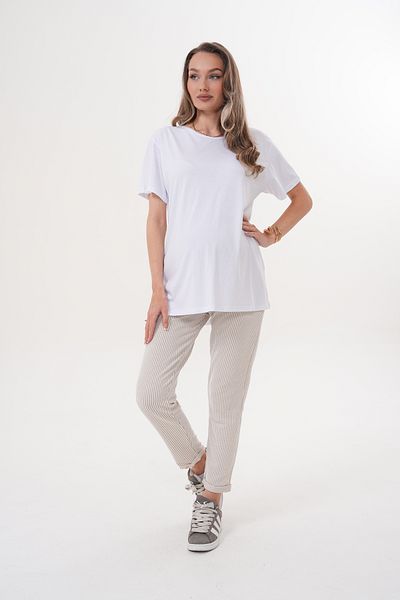 Miss Dünya Lissa Short Sleeve Oversize Tshirt Striped Pants Maternity and Maternity Bottom Top Set