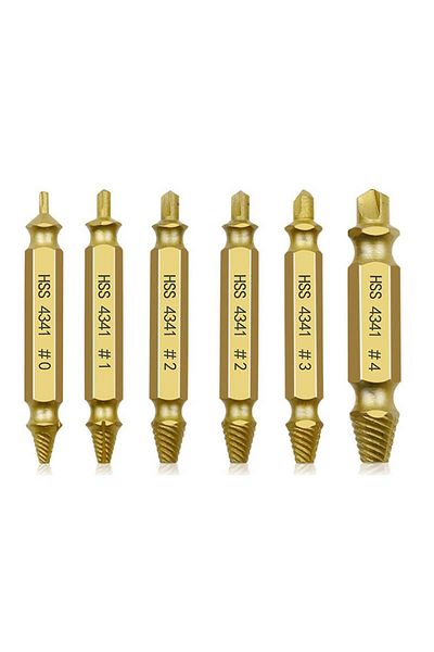 Choice Gold 6pcs Damaged Screw Extractor Bit Set With Tool Box, HSS Screw Extractor, Hand Tool Accessories