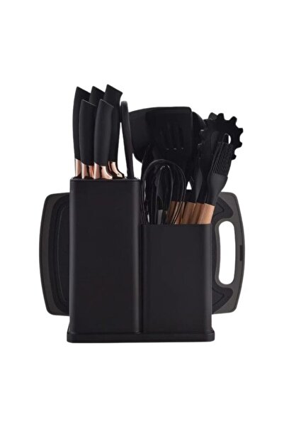 stuffix Set de ustensile de bucătărie Stuffix 19 piese din silicon rezistent la căldură și bambus, cuțite din oțel inoxidabil, C