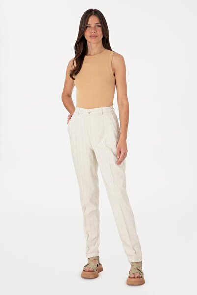 U.S. Polo Assn. Kadın Su Yeşili Carrot High Waist Kanvas Pantolon