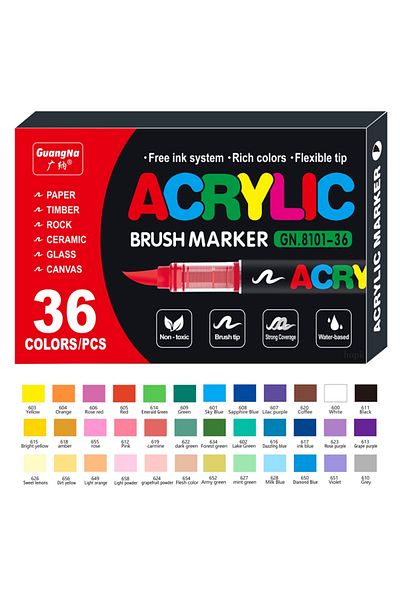 Choice 36 colors 12/24/36/72 Colors Acrylic Markers Brush Pens for Fabric Rock Painting Pen Stone Ceramic G