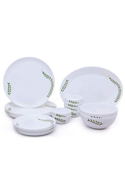British Chef 21 Pieces Opalware Dinner Set- Microwave, Dishwasher & Frezzer Safe | Botanica Dinnerware Set