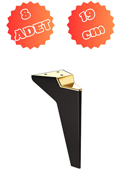 MİSLİNE Platin 19 Cm Mat Siyah - Pirinç K (8 ADET) Mobilya Ayağı ,kanepe Ayağı, Koltuk Ayağı, Ünite Ayağı,