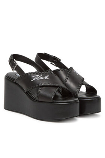 Karl Lagerfeld Sandale damă negre KARL LAGERFELD-KL33372 000 BLACK LTHR