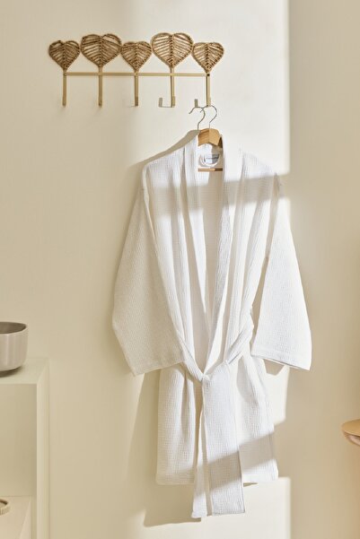 Kaşmir Home Iris Waffle Bathrobe Offwhite S-M
