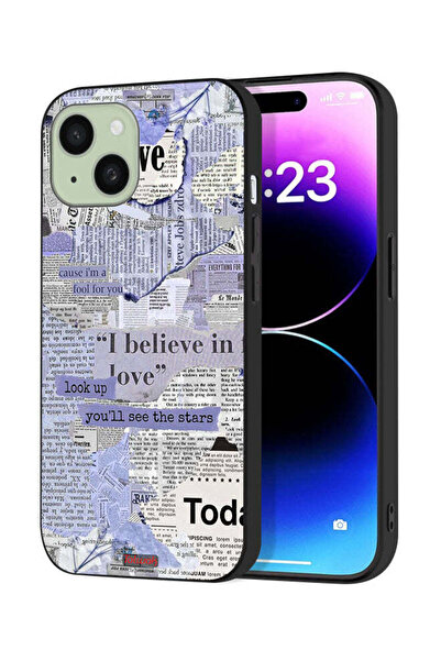 Tolwak غطاء حماية لجهاز Apple iPhone 15 بنقشة قطع الصحف