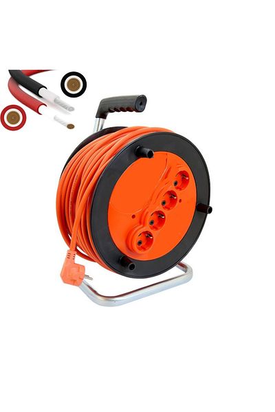 FİAPFO Prelungitor Pe Rola Apf® 50m, 4 Prize, Cablu Din Cupru 2 X 2, 5 Mm², Ip20