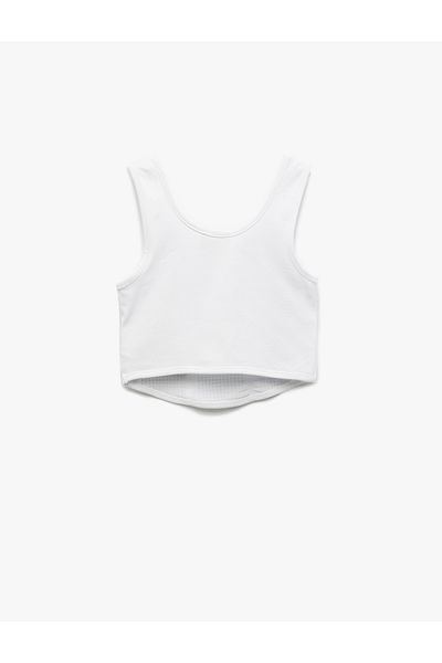 Koton New Season Cotton Stone Detailed Round Neck Strap Crop Tank Top
