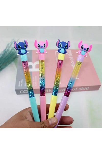 Miniso blue 12pcs Stitch Gel Pen Gel Pens 0.5mm Black 12/24pcs Disney Neutral Pen Cartoon Stitch Students W