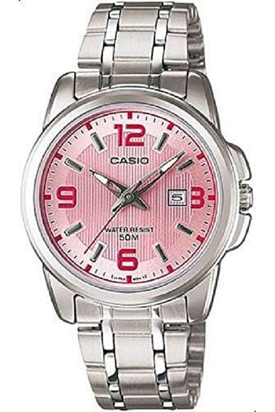 Casio Ladies Black Analog Dial Stainless Steel Band Watch