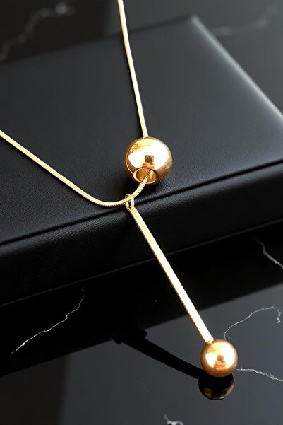 Lina Tia Kadın Çelik Zincirli Su Yolu Altın Kaplama Topcuk Sallantılı Metal Ç...