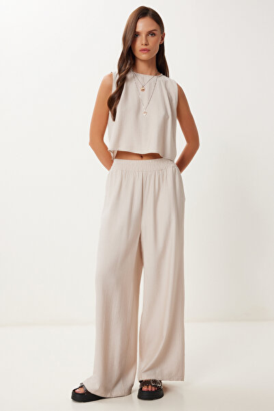 Lovelyİstanbul Bağlama Detaylı Bluz Pantolon Takım TAŞ LRV0104