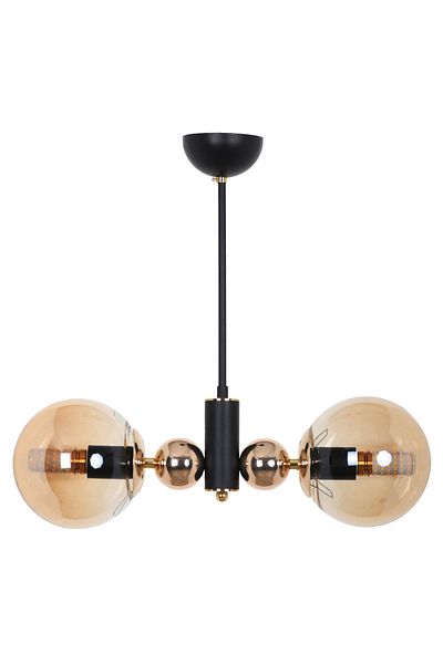 MŞ Aydınlatma Orbic Black Gold 2 Honey Glass Chandelier