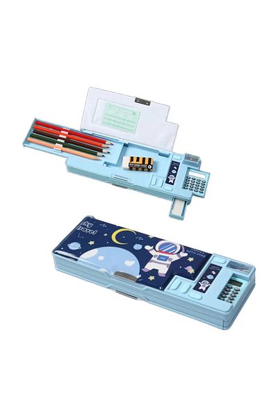 Choice 01 Double Layer Pencil Case Astronaut/Animal Design Pencil Sharpener Pencil Box Plastic With Calcula