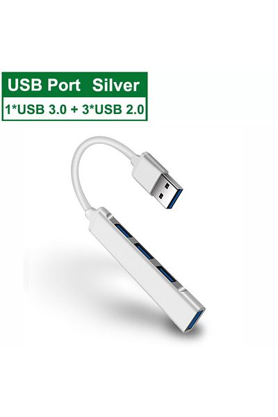 Kebidumei USB 4-in-1 Silver USB 3.0 Hub USB Hub Dock Type C 3.1 4 Port Multi Splitter Adapter OTG For Xiaomi H