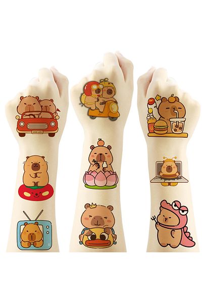 Choice 20PCS 20pcs Capybara Temporary Tattoo Stickers Cute Cartoon Animal Waterproof Tattoo Sticker Pack fo