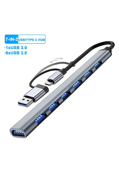 Kebidumei 7-IN-2 7-in-2 USB HUB Type C HUB Multi USB Splitter USB Adapter OTG USB to USB 3.0 HUB for Macbook P
