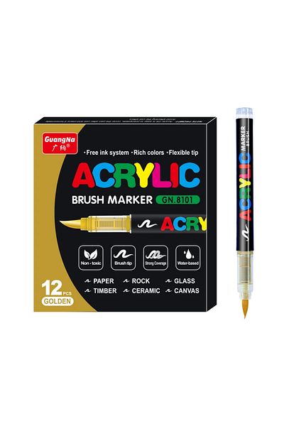 Choice 12 Pcs Gold 12/24/30 Colors Acrylic Marker Pens Waterproof Pen Soft brush Nib Student Art For Glass