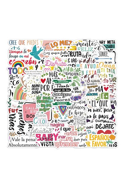Choice 55PCS 55PCS Creative and Inspirational Spanish Handbooks DIY Phone Cases Notebook Water Cups Refrige