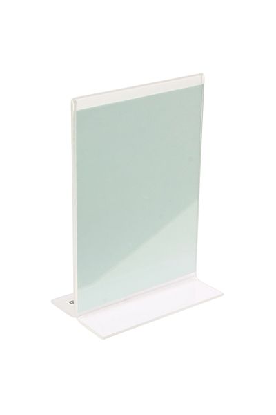 Deflecto Double-Sided T-Style Sign Holder with Brochure Pocket – Clear Acrylic Display Stand