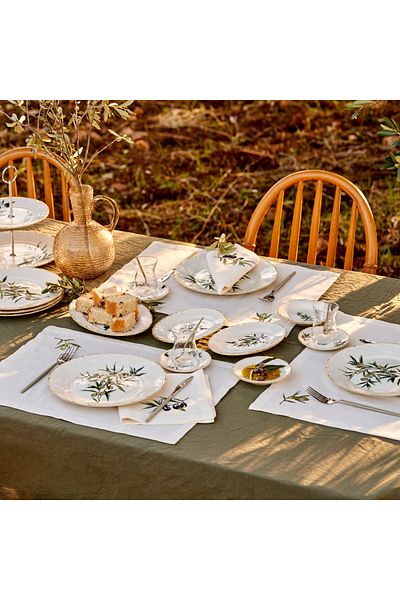Bella Maison Olive Porcelain 26 Piece Breakfast Set for 6 People Green
