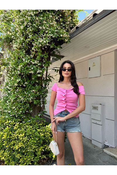 CLB COLLECTION Καλοκαιρινή πλεκτή μπλούζα off the shoulder