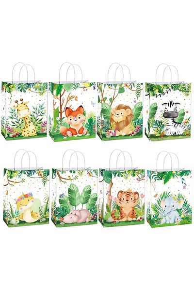 Choice Other 8pcs 8pcs Jungle Safari Animals Gift Bags Candy Biscuit Packing Bag Cute Baby Shower Kids Birt