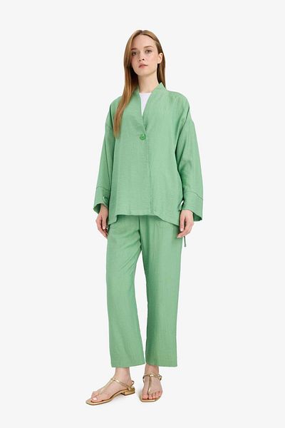 DeFacto Relax Fit Crinkle Fabric Long Sleeve Kimono Tunic E1109Ax25Sm