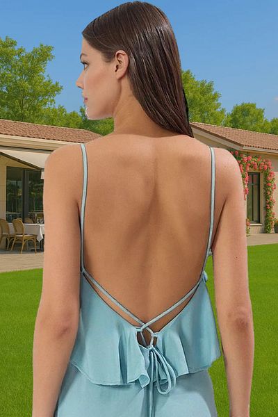 PayBuy Maxi Viscose Woven Beach Dress Flounced V Neck Shift High Quality Distinguished Material Perfect Fit