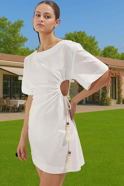PayBuy Summer Women's Mini Cotton Beach Dress Cut Out Detail Special Design Long Lasting Comfortable Cut