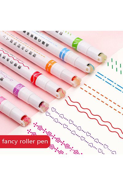 Choice ONESIZE 6 Colors Curve Line Marker Highlighter Pen Outline Pastel Markers Drawing Decoration Manga M