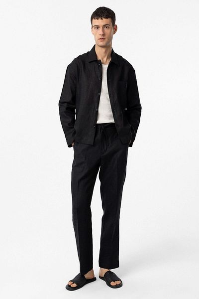 Antioch Black 100% Linen High Waist Men's Trousers