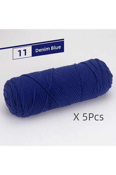 Choice 11 Denim Blue 5 Pcs Cotton Select Yarn 17.63oz/500g, Light Worsted Thick Yarn For Knitting Baby Wool
