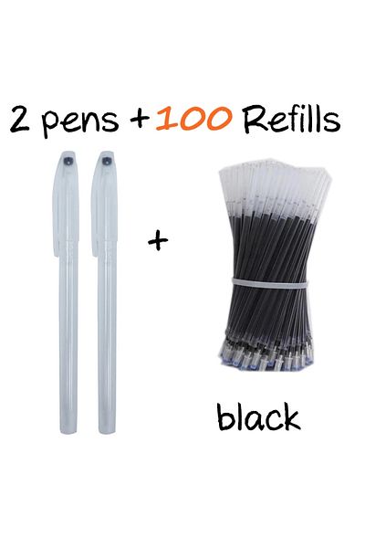 Choice 102Pcs Black set 102Pcs/Set High Temperature Disappearing Erasable Gel Pen Refill Textile Fabric Mar