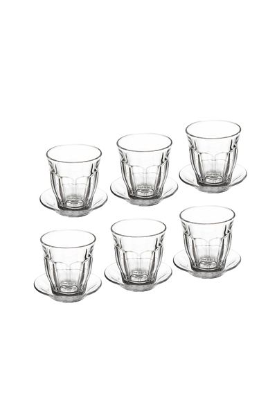 Dania Glass tea set of 6 cups and 6 saucers