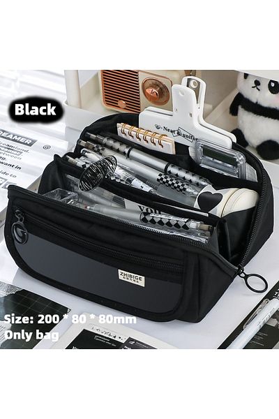 Choice Black Prism Pencil Case Large Capacity Student Stationery Case Pencil Bag High Value Stationery Bag