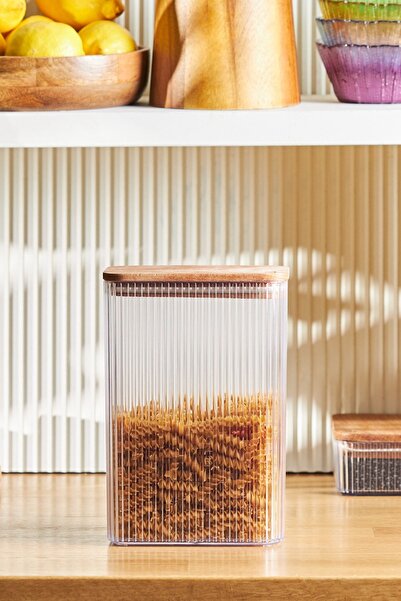 Karaca Massimo Set of 4 Transparent Storage Containers with Wooden Lid