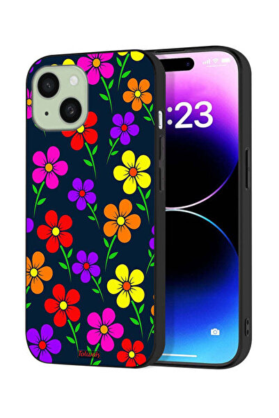 Tolwak Apple iPhone 15 Protective Case Cover Colorful Flowers