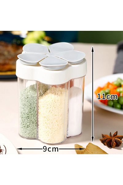 Choice gray Camping Seasoning Jar with Lids Transparent Spice Compartment for Outdoor Cooking BBQ Salt and