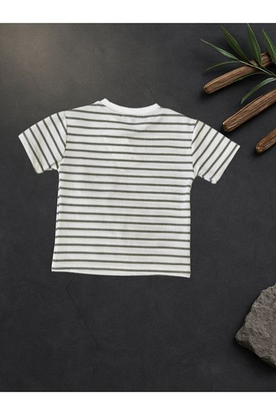 Rhythm Clothing Alg Kids Wear Stripe Pattern, Waffle Woven, Boy's Casual Bottom-Top Set with Shorts