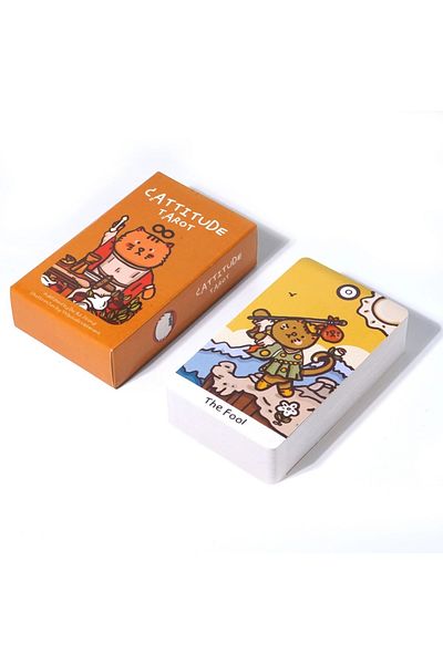 Choice Orange Cattitude Tarot Deck Cat Tarot Features Various Kinds Of Cats 78 Card Deck,Telling Divination